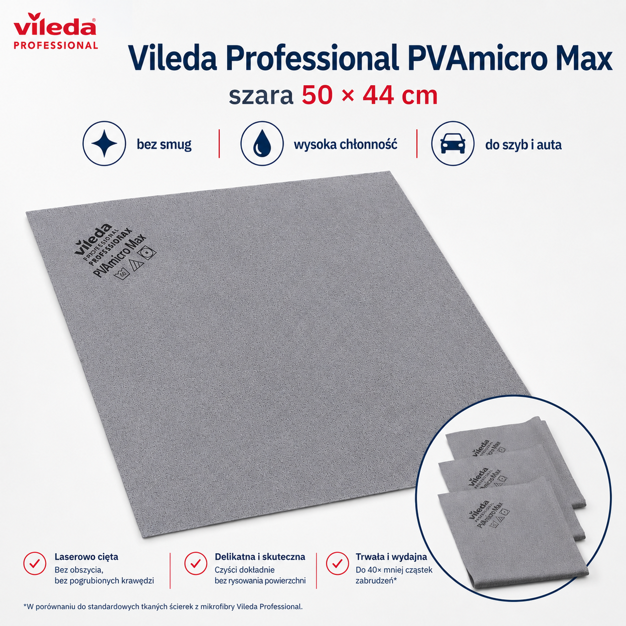 Vileda Professional PVAmicro Max szara ścierka PVA 50 x 44 cm